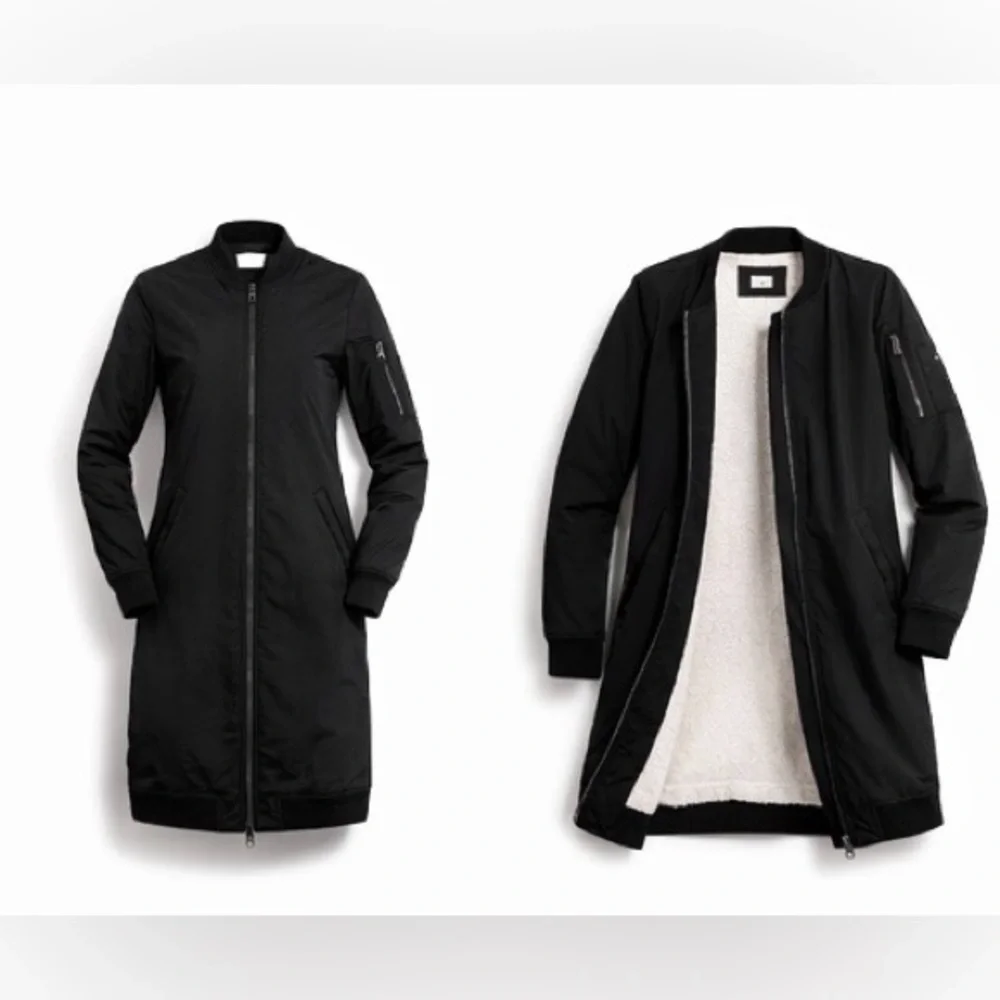 Monrow Long Bomber Jacket Duster Longline Sherpa Lined Coat size Medium